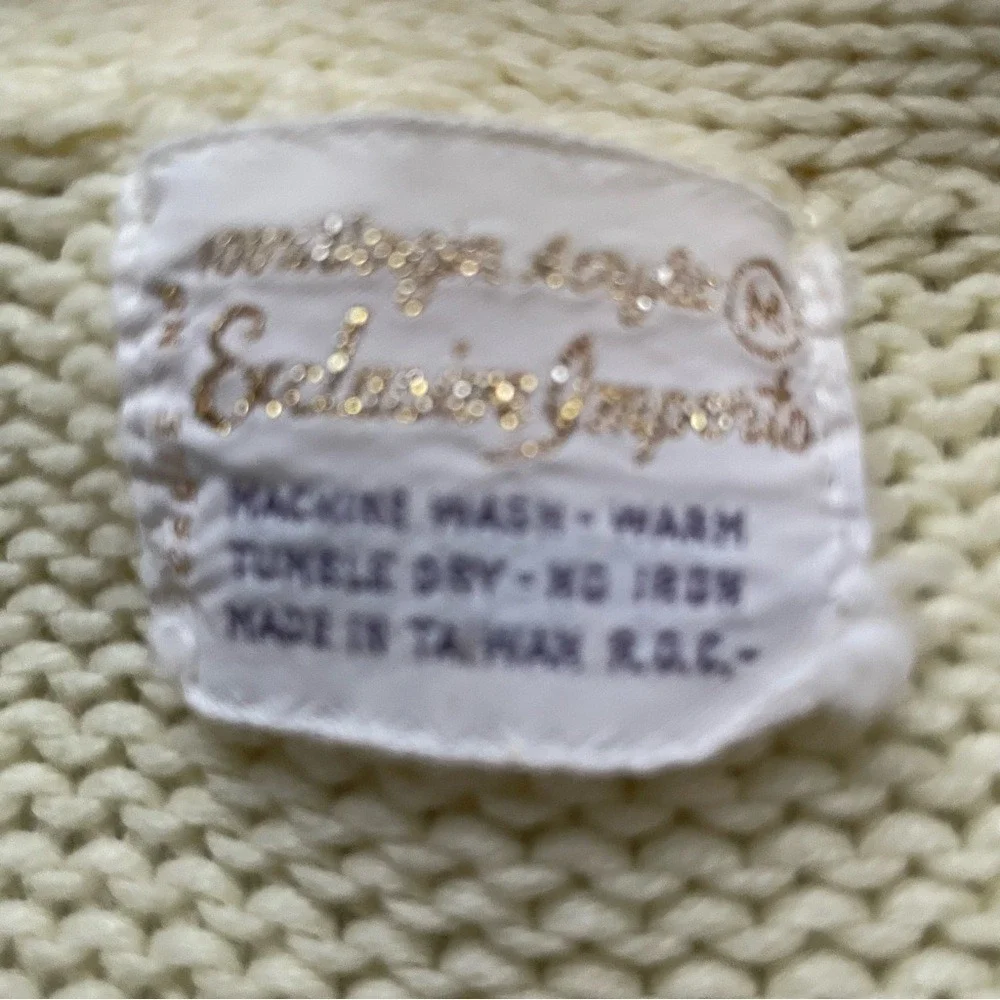 Vintage Cream Cable Knit Women Sweater,‎ M